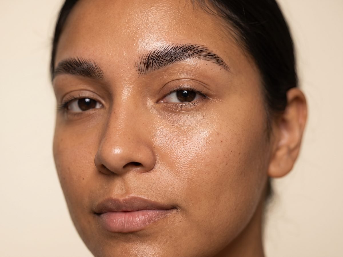 Freshly laminated and shaped eyebrows