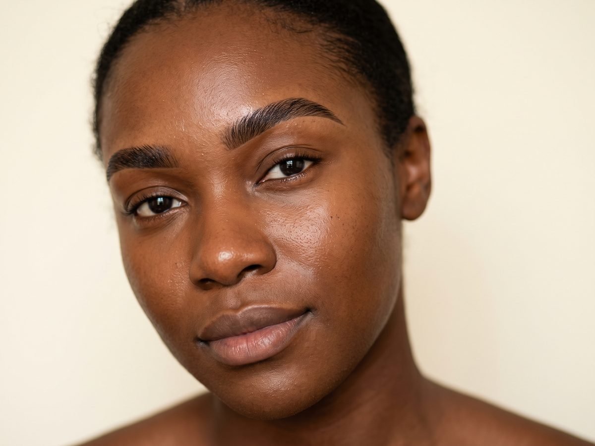 Freshly shaped and waxed eyebrows